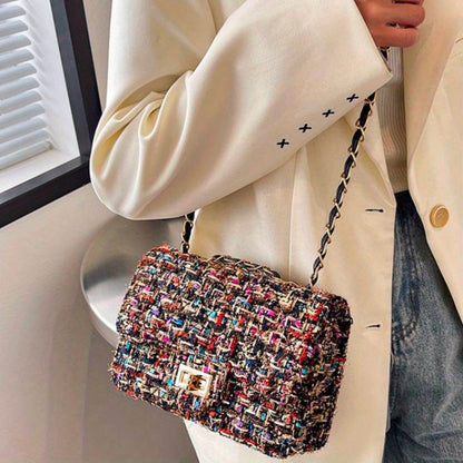 Elegant Tweed Shoulder Bag for Women Everyday Style