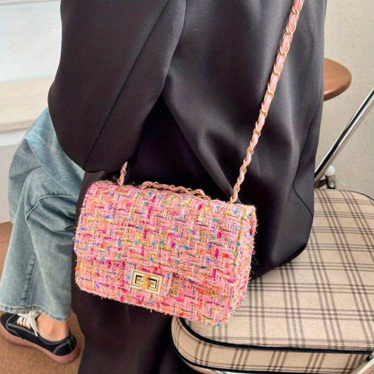 Elegant Tweed Shoulder Bag for Women Everyday Style