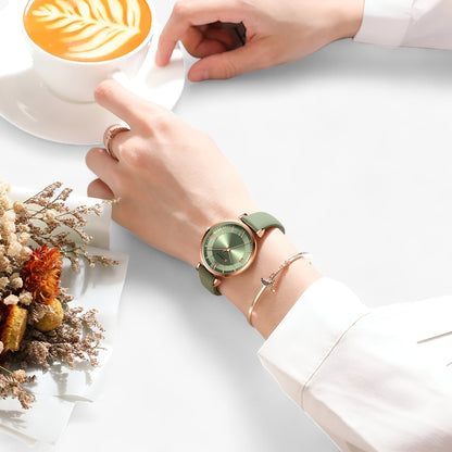 Elegant Womens Quartz Watch Leather Strap Wristwatch