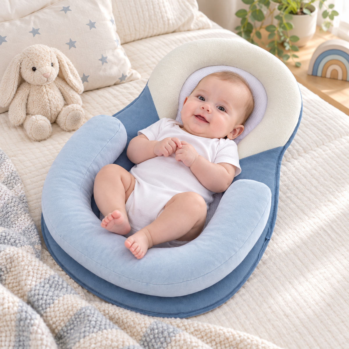 Ergonomische babyligstoel voor rust onder toezicht en ondersteuning bij buiktijd
