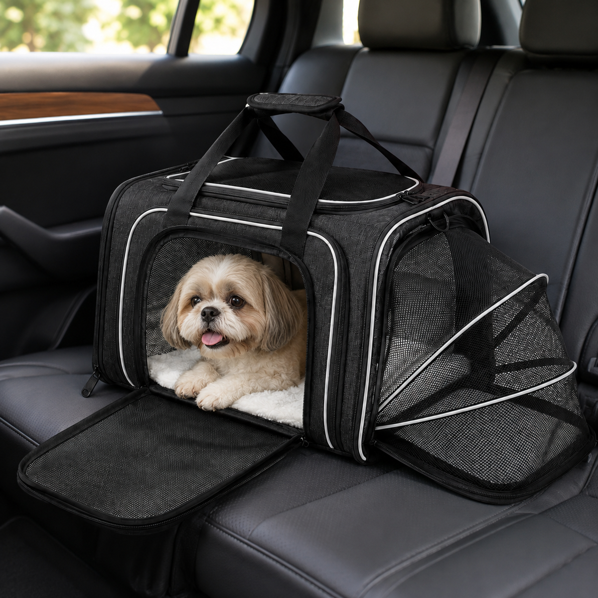 Expandable Mesh Pet Carrier for Comfortable Travel