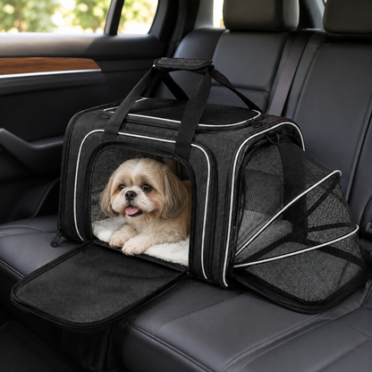 Expandable Mesh Pet Carrier for Comfortable Travel