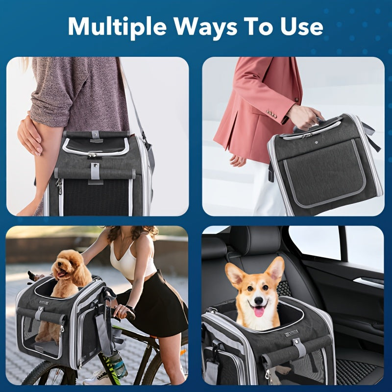 Expandable Pet Bike Basket Small Dog Cat Carrier Bicycle Front Bag