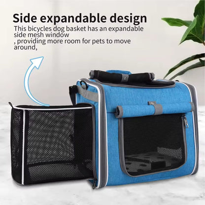 Expandable Pet Bike Basket Small Dog Cat Carrier Bicycle Front Bag