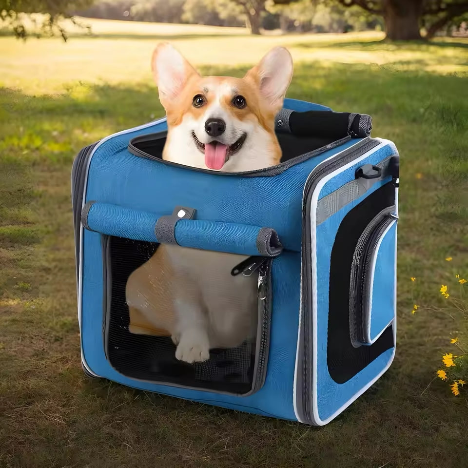 Expandable Pet Bike Basket Small Dog Cat Carrier Bicycle Front Bag