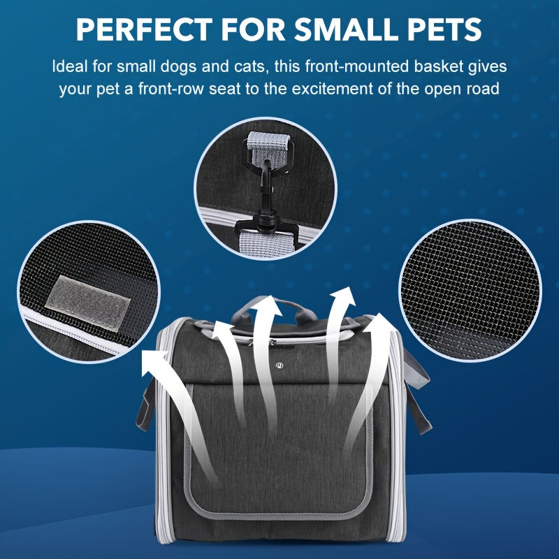 Expandable Pet Bike Basket Small Dog Cat Carrier Bicycle Front Bag