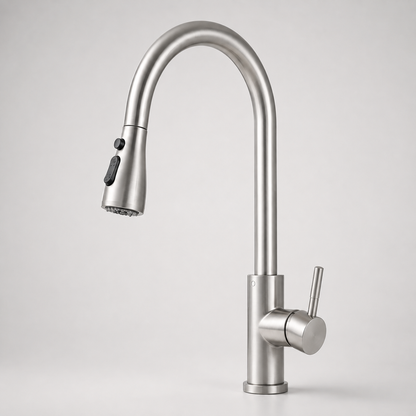 Extendable Kitchen Faucet with Pull-Down Spray, Flexible Swivel and Single-Handle Control