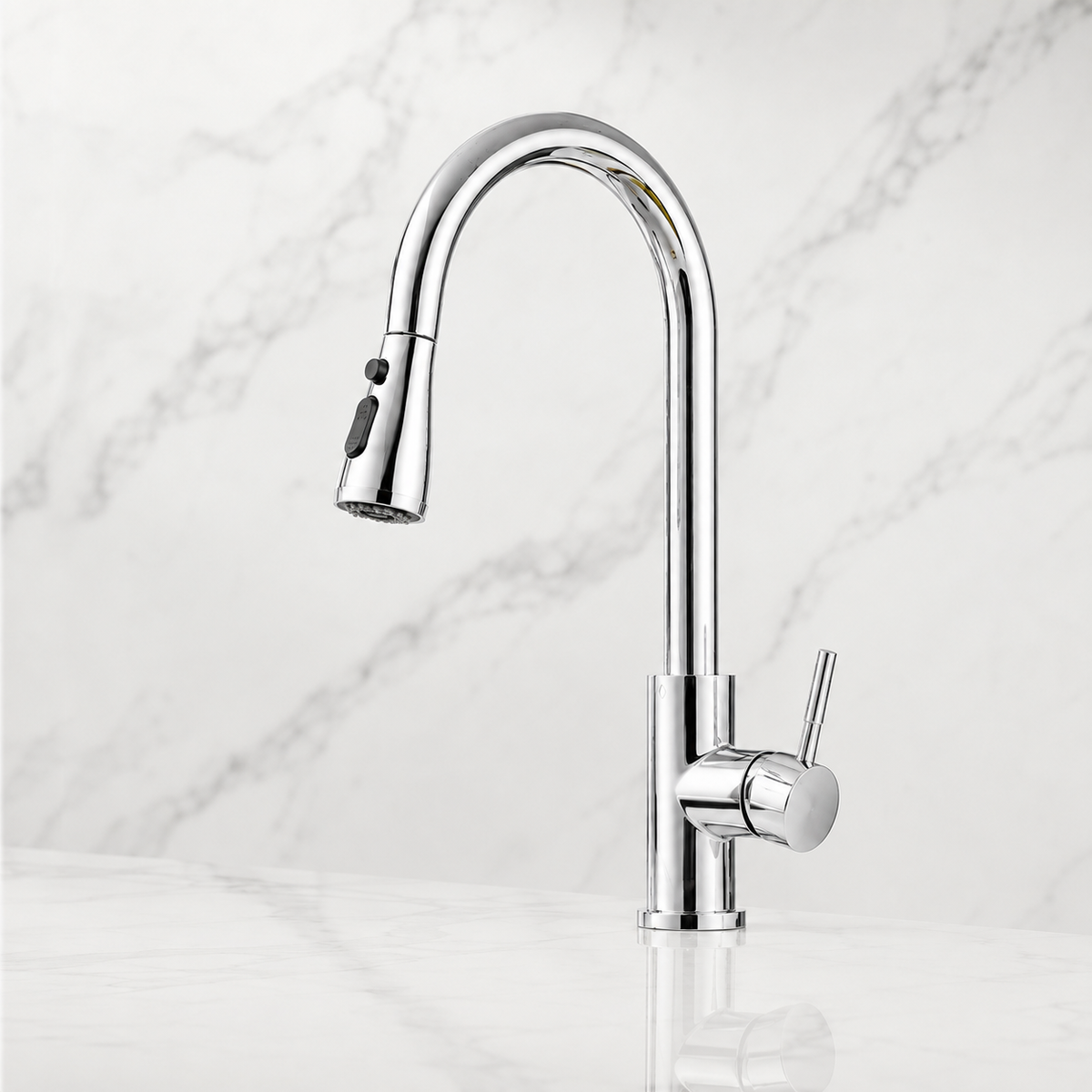 Extendable Kitchen Faucet with Pull-Down Spray, Flexible Swivel and Single-Handle Control