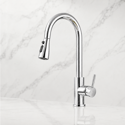 Extendable Kitchen Faucet with Pull-Down Spray, Flexible Swivel and Single-Handle Control
