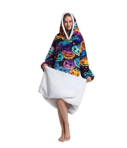 Extra Long Oversized Hoodie Blanket Sherpa Fleece Wearable Blanket