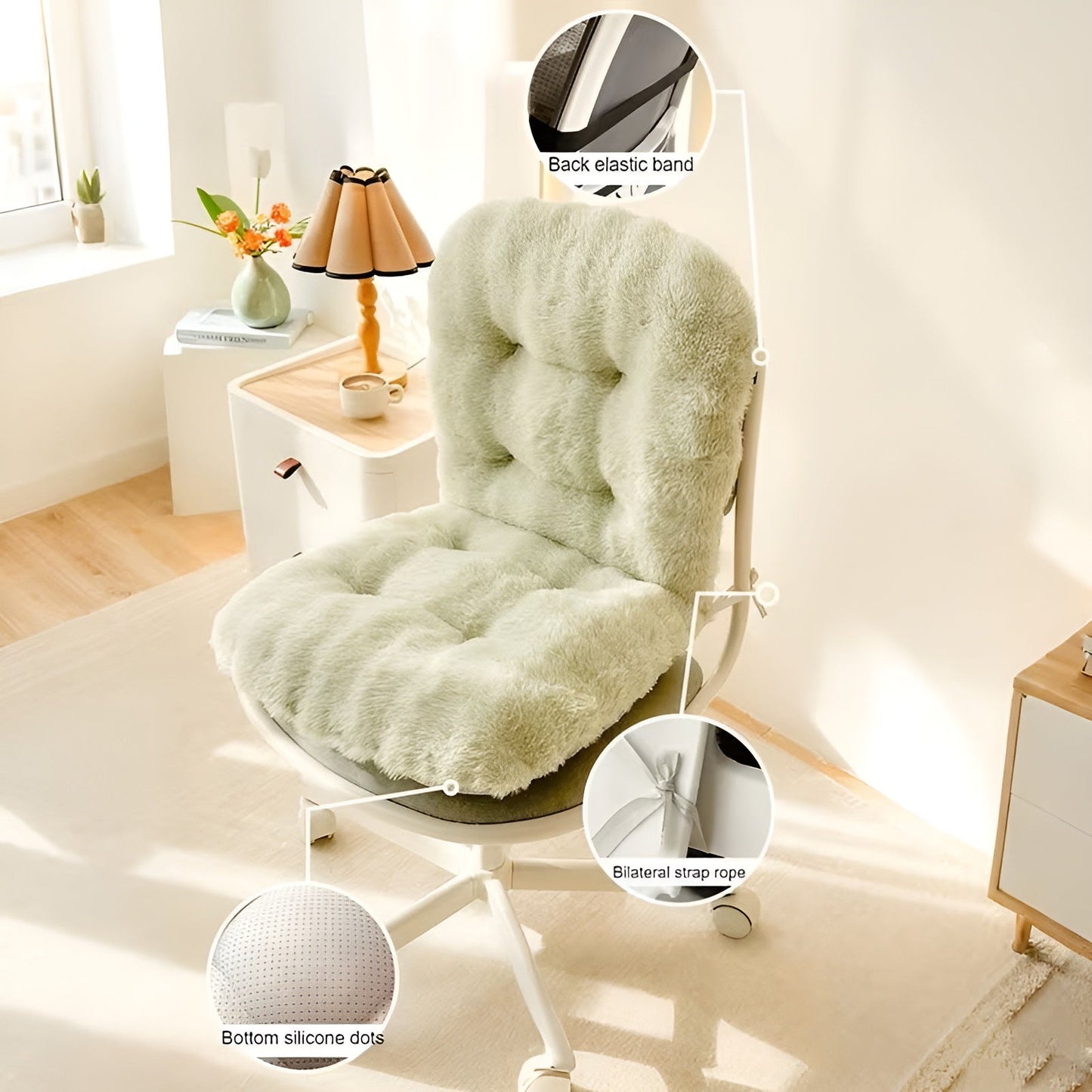 Faux Fur Seat Cushion Thick Plush Chair Pad Comfort Mat