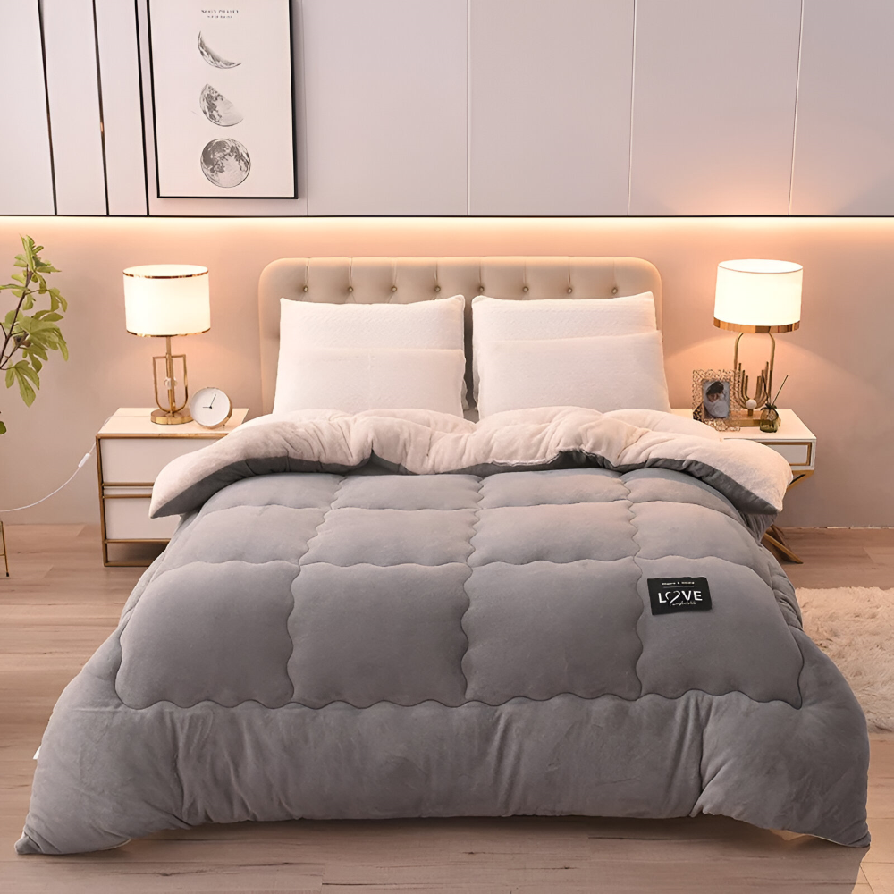 Faux Lamb Wool Winter Duvet Cover Soft Warm Bedding Set