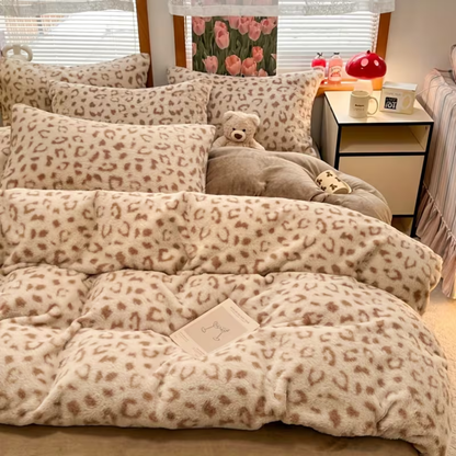 Faux Rabbit Fur Bedding Set Warm Plush Comfort
