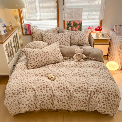 Faux Rabbit Fur Bedding Set Warm Plush Comfort