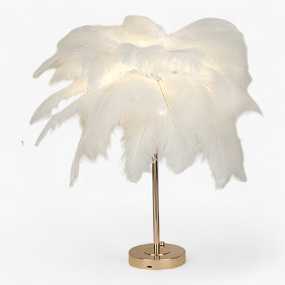 Feather LED Table Lamp Touch Control Bedroom Decor Light