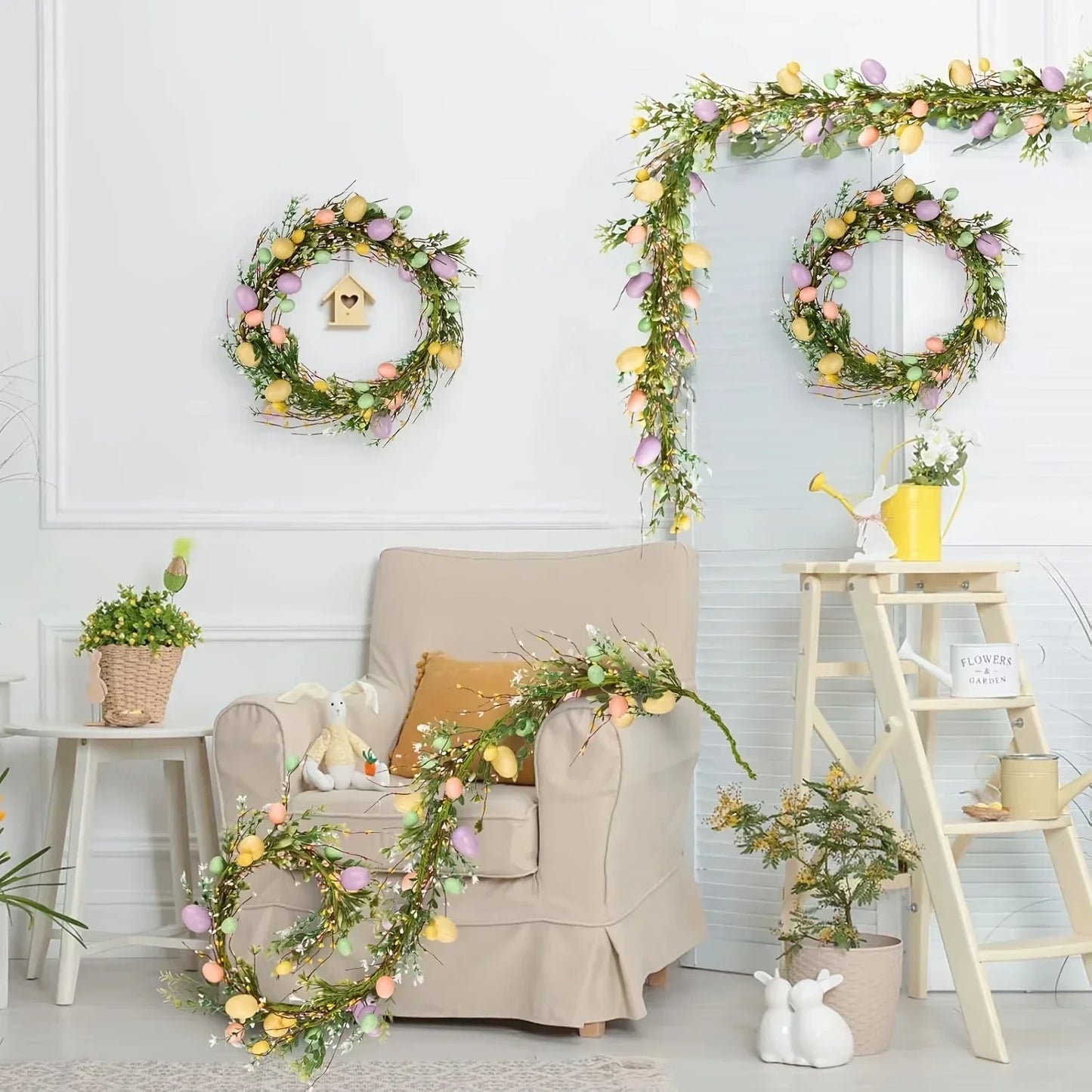 Festive Silk Flower Garland Decorative Floral Vine 1.7m