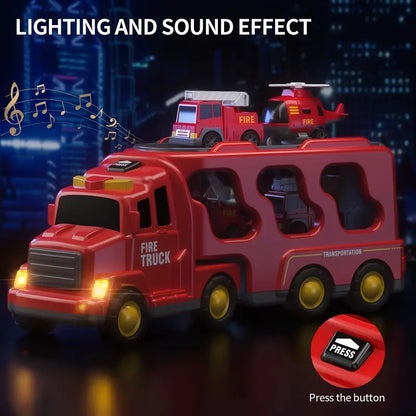 Fire Truck Toy Set Kids Emergency Vehicles Play Set With Sounds