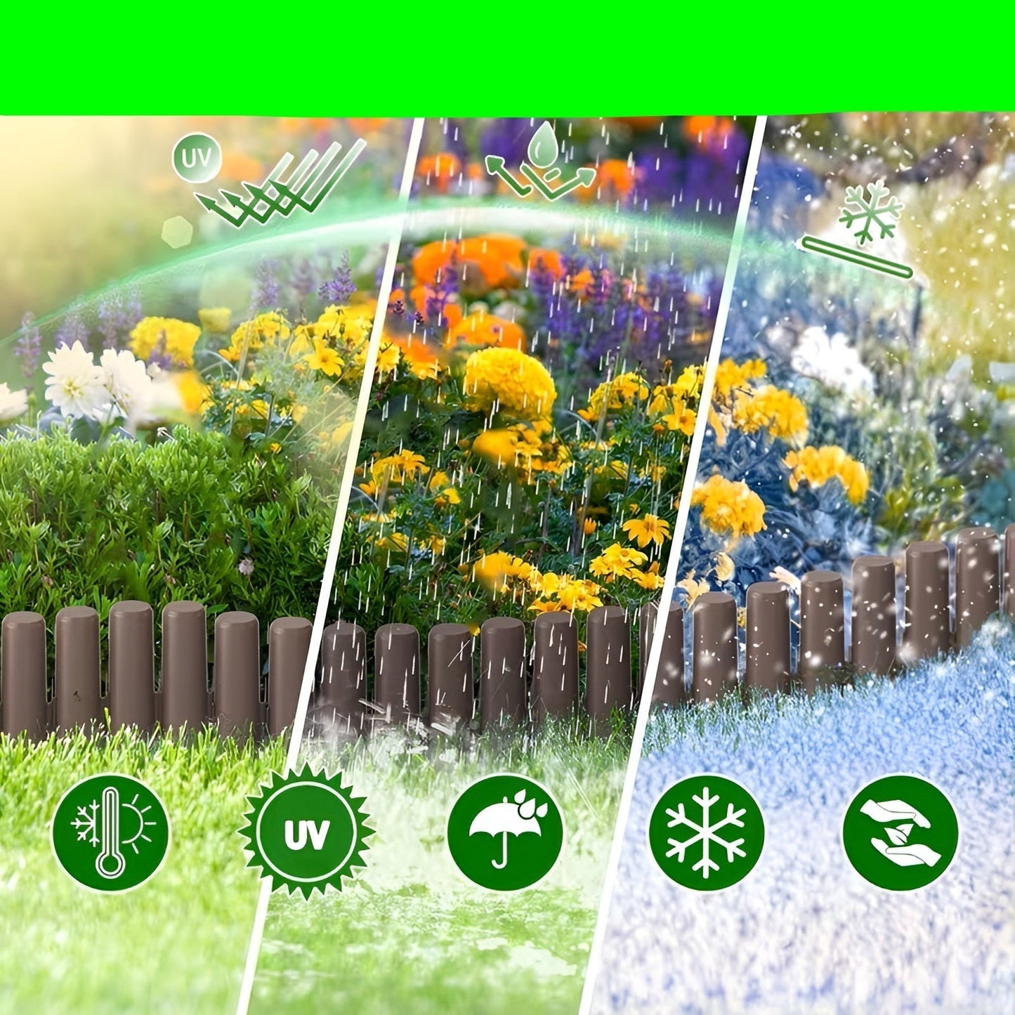 Flexible Garden Border Fence Wood Look Lawn Edging