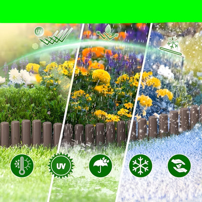 Flexible Garden Border Fence Wood Look Lawn Edging