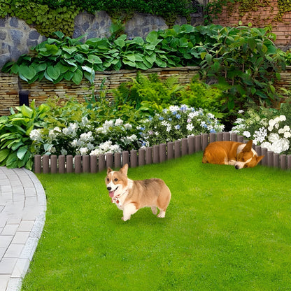 Flexible Garden Border Fence Wood Look Lawn Edging