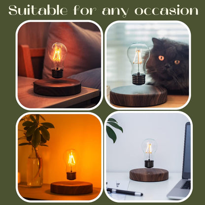 Floating Light Bulb Lamp Magnetic Levitating Lamp With Wooden Base LED Table Lamp