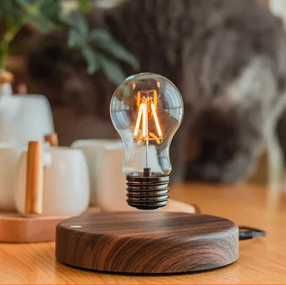 Floating Light Bulb Lamp Magnetic Levitating Lamp With Wooden Base LED Table Lamp