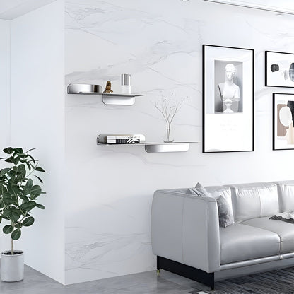 Floating Wall Shelf Minimalist Stainless Steel Storage Rack