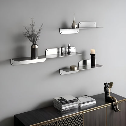Floating Wall Shelf Minimalist Stainless Steel Storage Rack