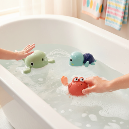 Floating Wind Up Bath Toys Sea Animal Water Play Set