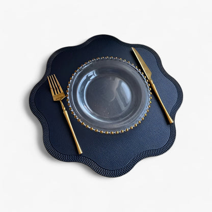 Floral Embossed Faux Leather Placemats Table Mats