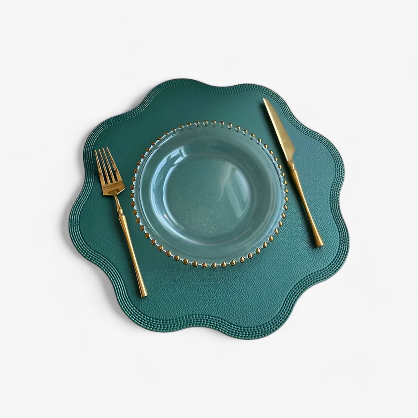 Floral Embossed Faux Leather Placemats Table Mats