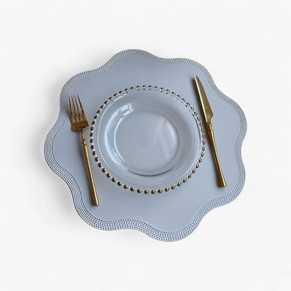 Floral Embossed Faux Leather Placemats Table Mats