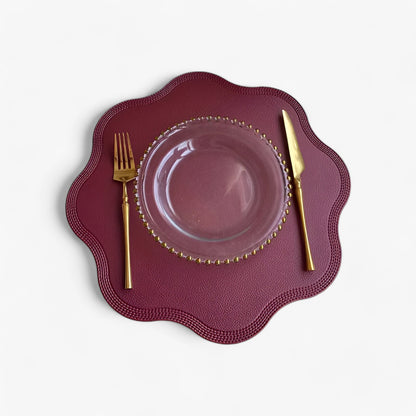 Floral Embossed Faux Leather Placemats Table Mats