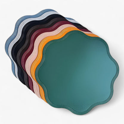 Floral Embossed Faux Leather Placemats Table Mats