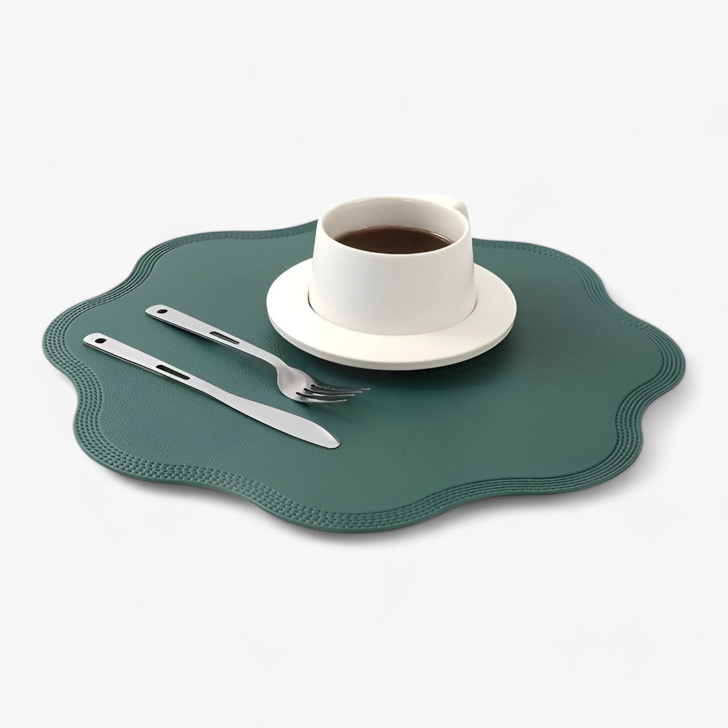 Floral Embossed Faux Leather Placemats Table Mats
