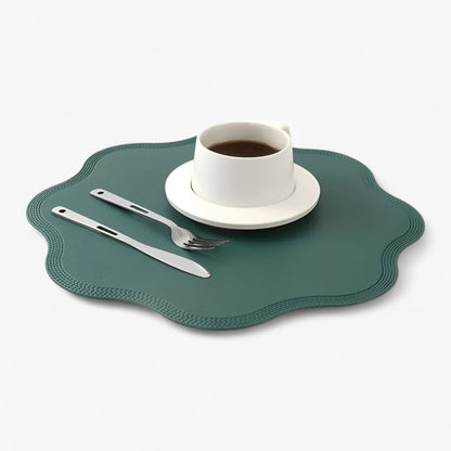 Floral Embossed Faux Leather Placemats Table Mats