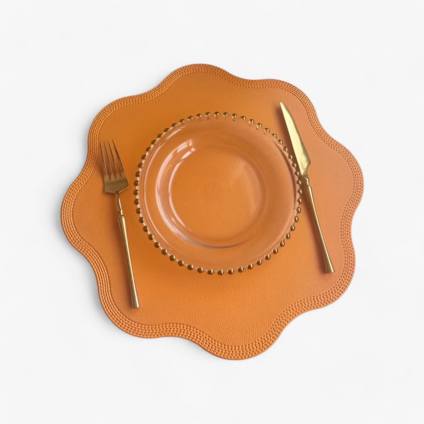 Floral Embossed Faux Leather Placemats Table Mats
