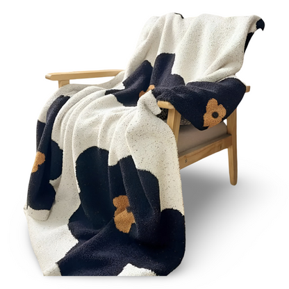 Floral Knit Plush Throw Blanket – Cozy Decorative Sofa and Bed Blanket