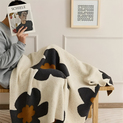 Floral Knit Plush Throw Blanket – Cozy Decorative Sofa and Bed Blanket