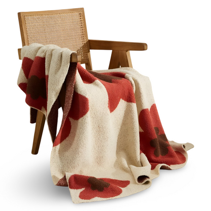 Floral Knit Plush Throw Blanket – Cozy Decorative Sofa and Bed Blanket