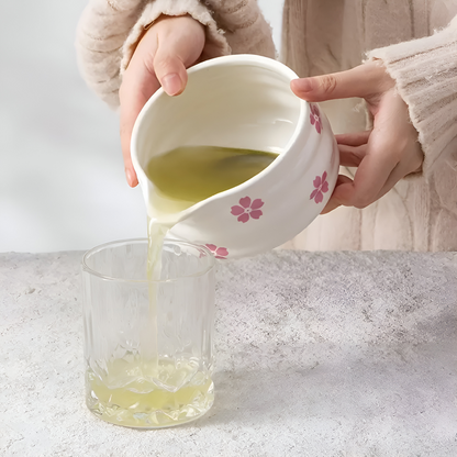 Floral Matcha Tea Set Ceramic Bowl Bamboo Whisk Ceremony Kit
