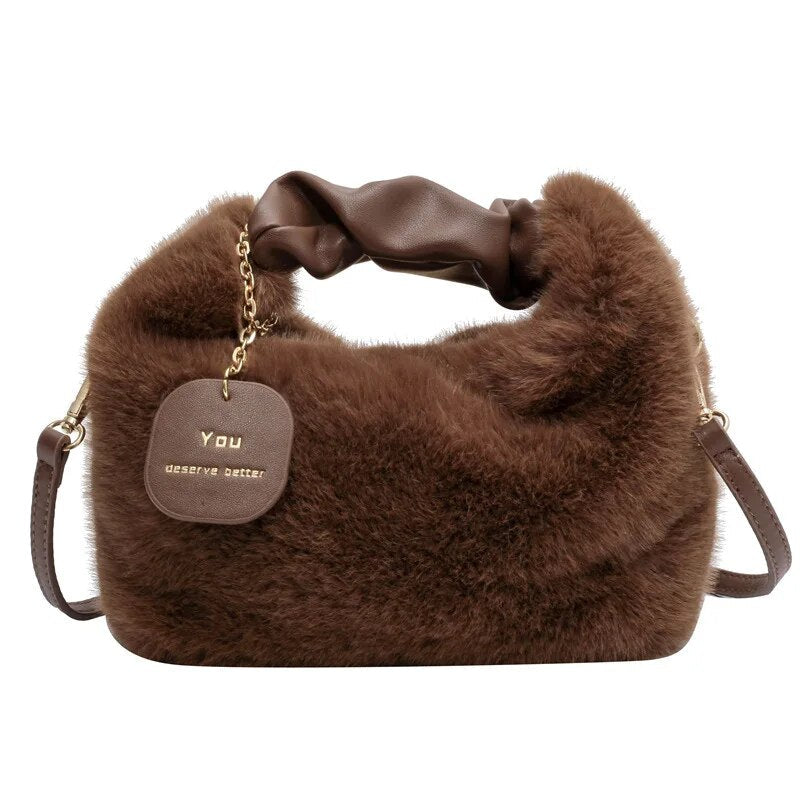 Fluffy Crossbody Bag Women Plush Shoulder Handbag