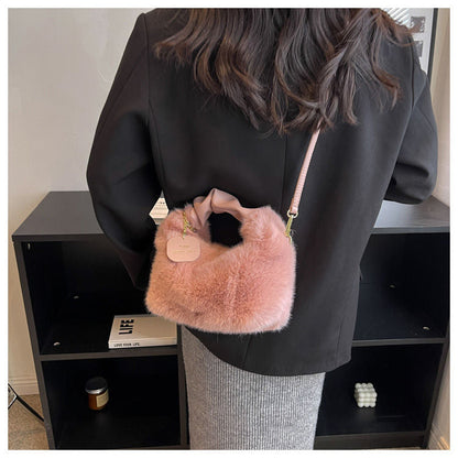 Fluffy Handbag Soft Plush Trendy Tote for Everyday Use