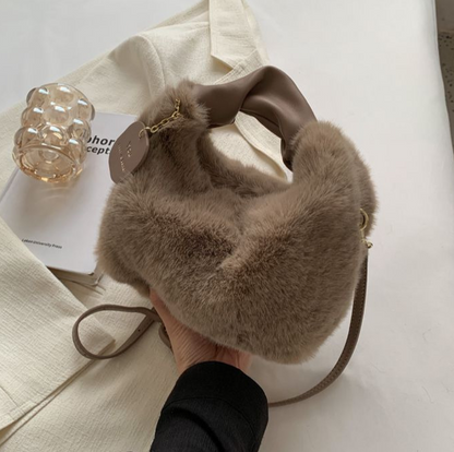 Fluffy Handbag Soft Plush Trendy Tote for Everyday Use
