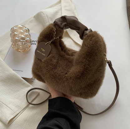 Fluffy Handbag Soft Plush Trendy Tote for Everyday Use