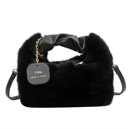 Fluffy Handbag Soft Plush Trendy Tote for Everyday Use