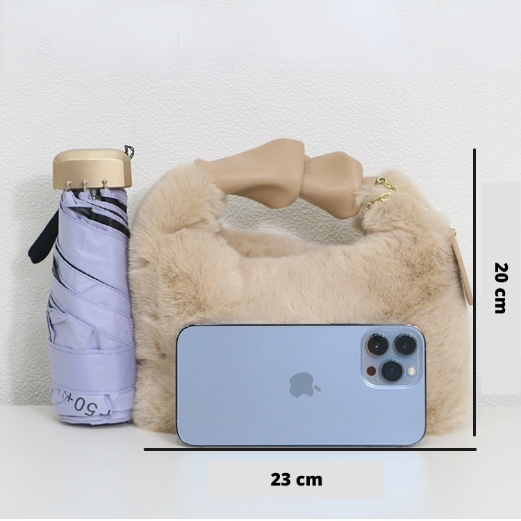 Fluffy Handbag Soft Plush Trendy Tote for Everyday Use