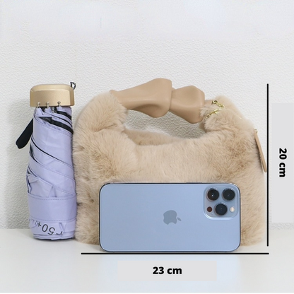 Fluffy Handbag Soft Plush Trendy Tote for Everyday Use