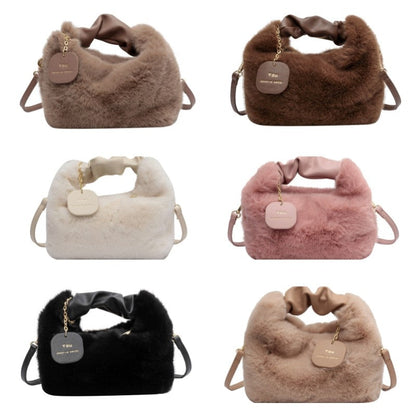 Fluffy Handbag Soft Plush Trendy Tote for Everyday Use
