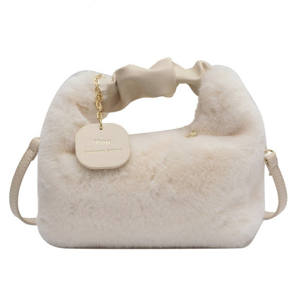 Fluffy Handbag Soft Plush Trendy Tote for Everyday Use